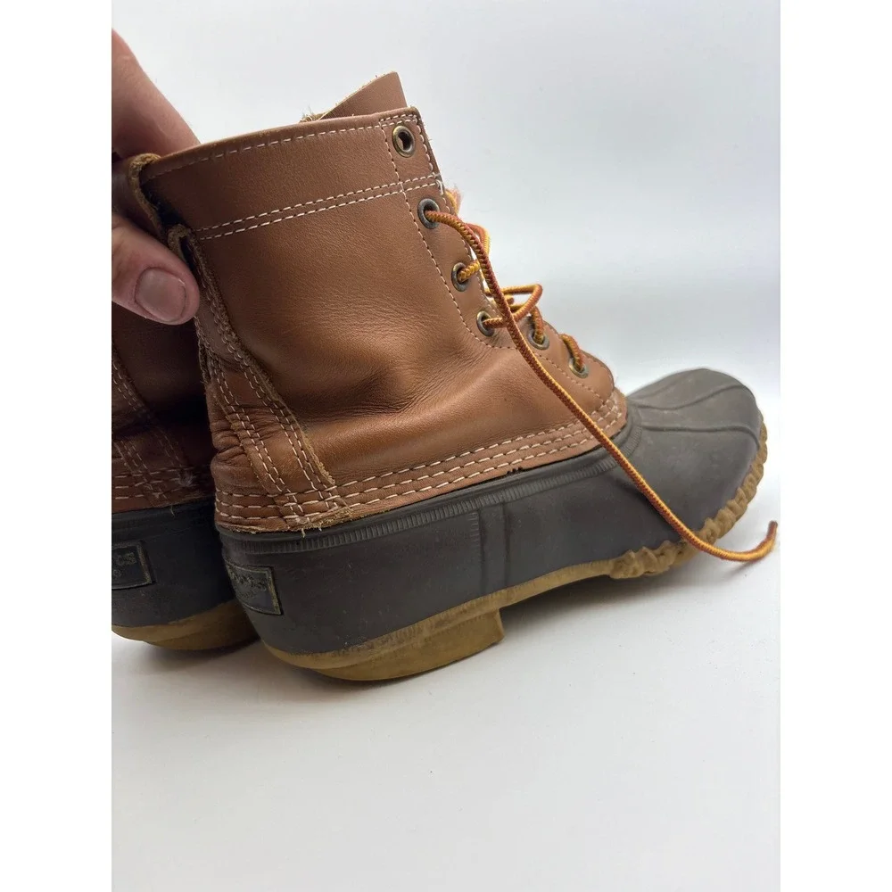 LL Bean Waterproof Leather Hunting Rain Duck Boots Mens 9 Brown Utility Outdoor